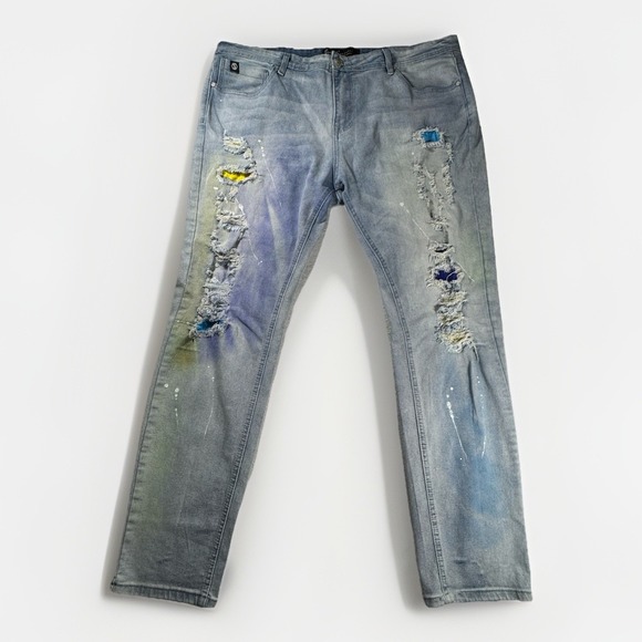 Switch Remarkable Jeans 40x32 Slim Taper Distressed Paint Acid - Picture 3 of 9